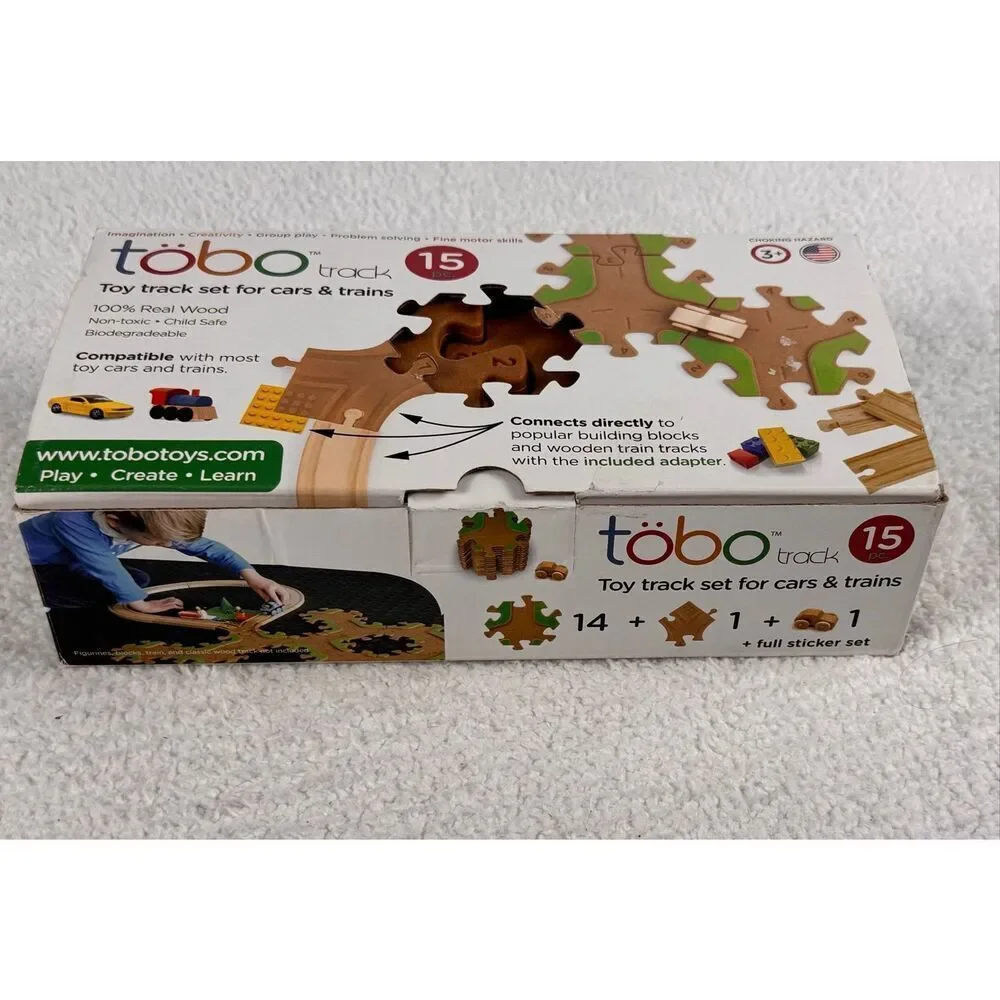 Tobo Track 15 Piece For Cars Trains Eco Friendly Toy New - Open Box